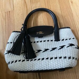 Black and White Woven Handbag